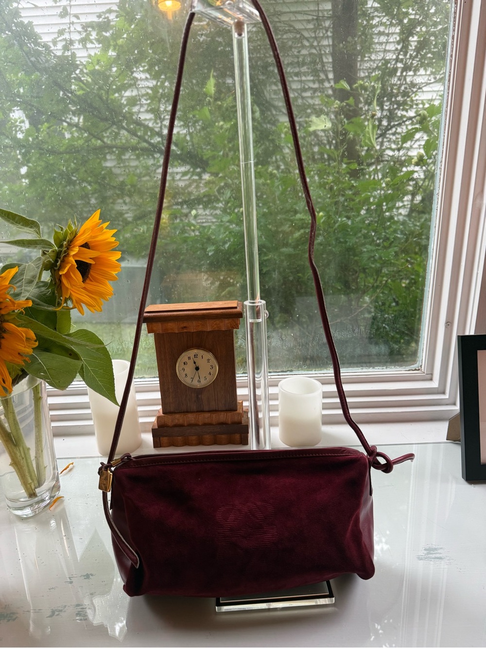 LOEWE Vintage Loewe Anagram Suede Shoulder Bag Vintage Anagram Suede Crossbody